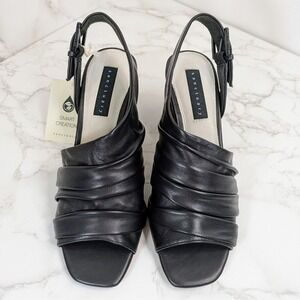 Sanctuary Regal Asymmetric Soft Leather Sandal Black Size 6.5M NEW IN BOX